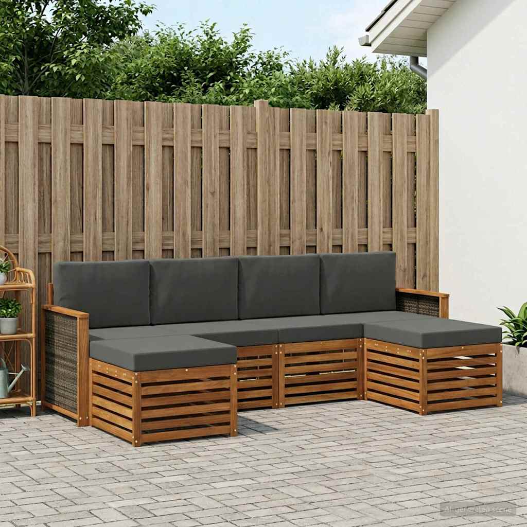 vidaXL Conjunto de sofás de exterior 5 uds.