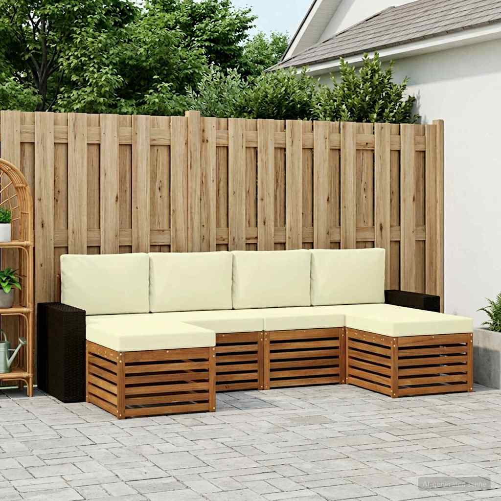 vidaXL Conjunto de sofás de exterior 6 uds. Natural y Crema