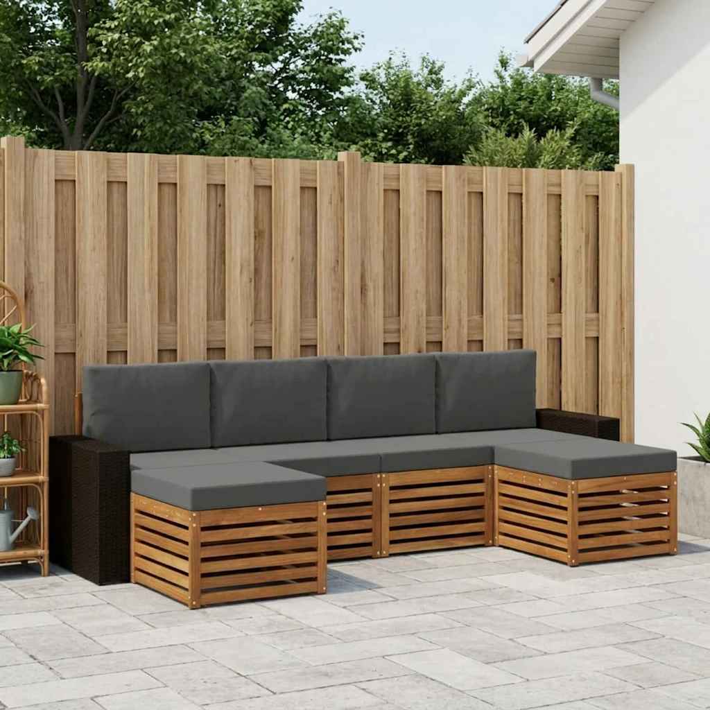 vidaXL Conjunto de sofás de exterior 6 uds. Natural y Antracita