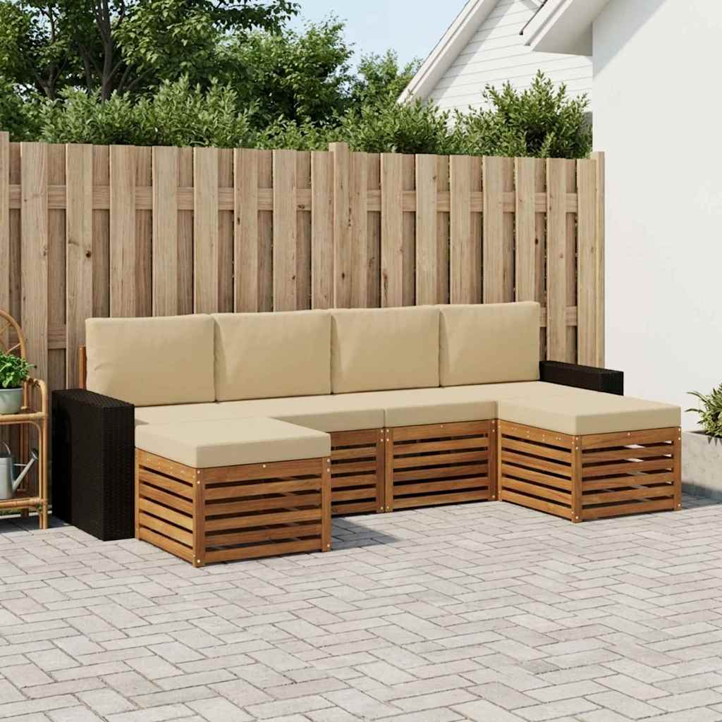 vidaXL Conjunto de sofás de exterior 6 uds. Natural y Beige