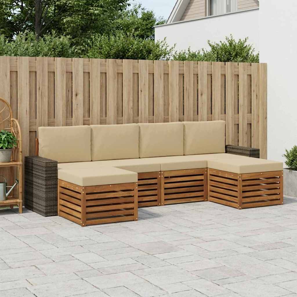 vidaXL Conjunto de sofás de exterior 6 uds. Natural y Beige