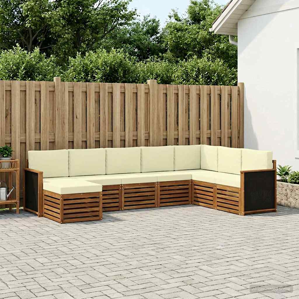 vidaXL Conjunto de sofás de exterior 6 uds. Natural y Crema