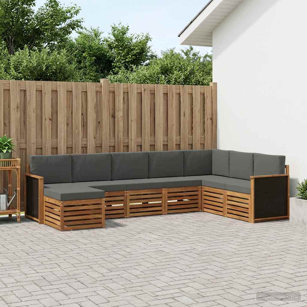 vidaXL Conjunto de sofás de exterior 6 uds. Natural y Antracita