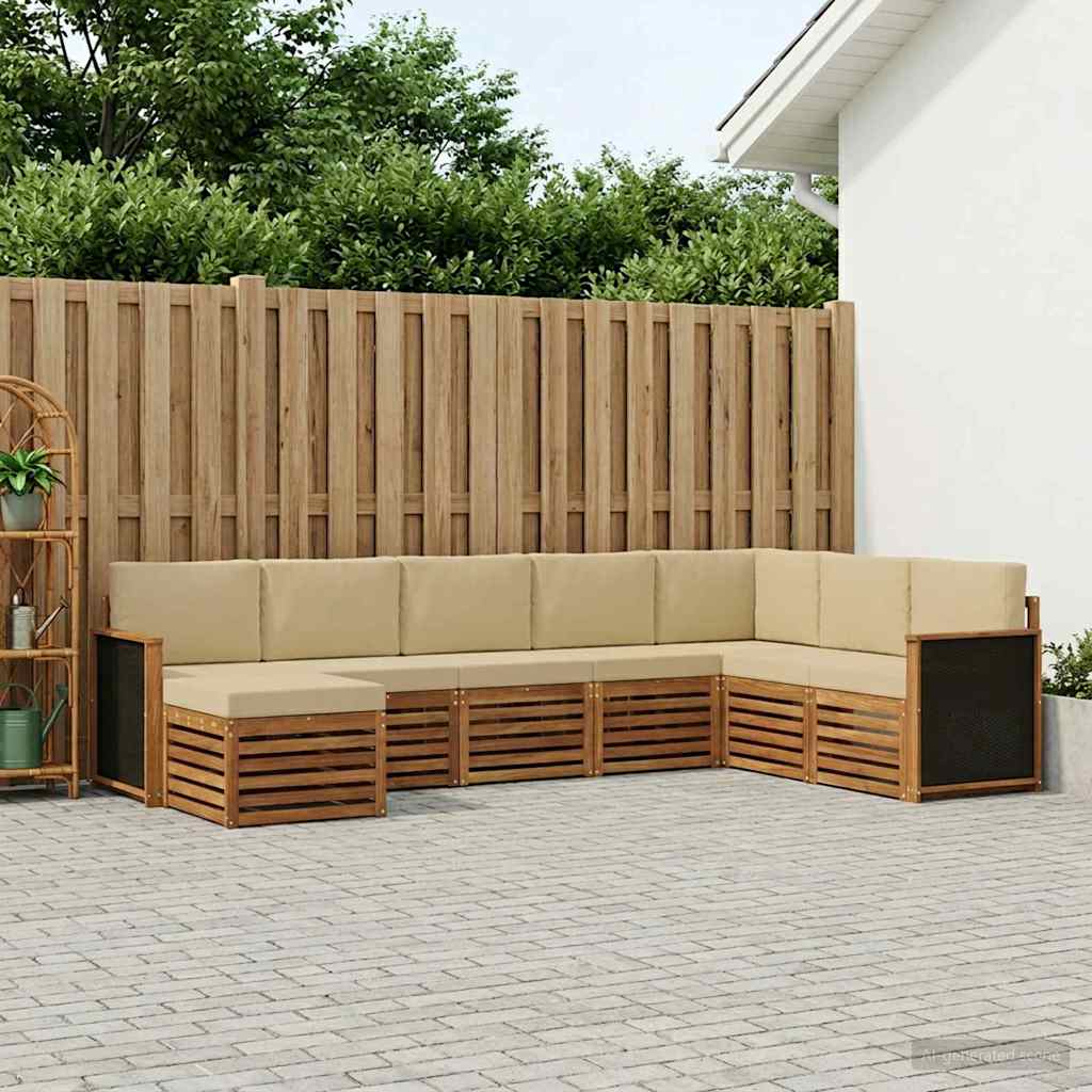 vidaXL Conjunto de sofás de exterior 6 uds. Natural