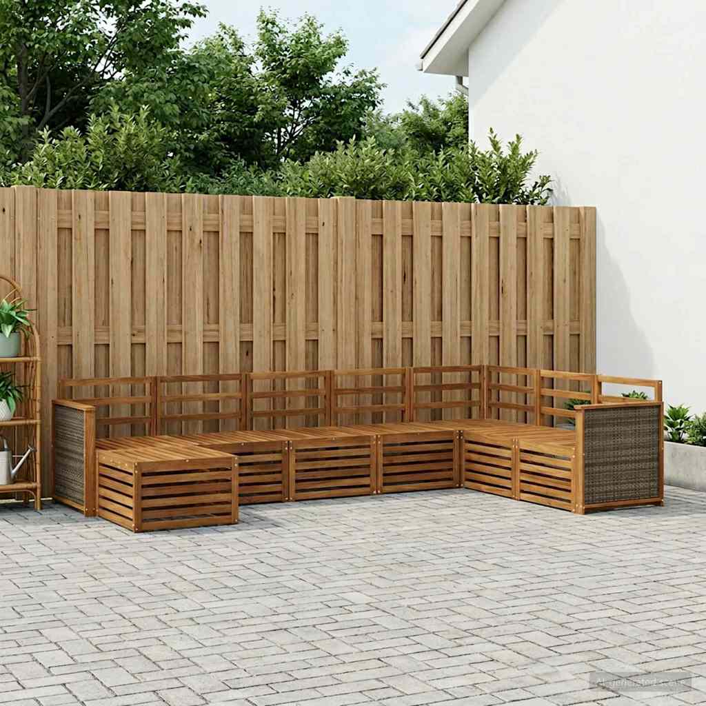 vidaXL Conjunto de sofás de exterior 6 uds. Natural