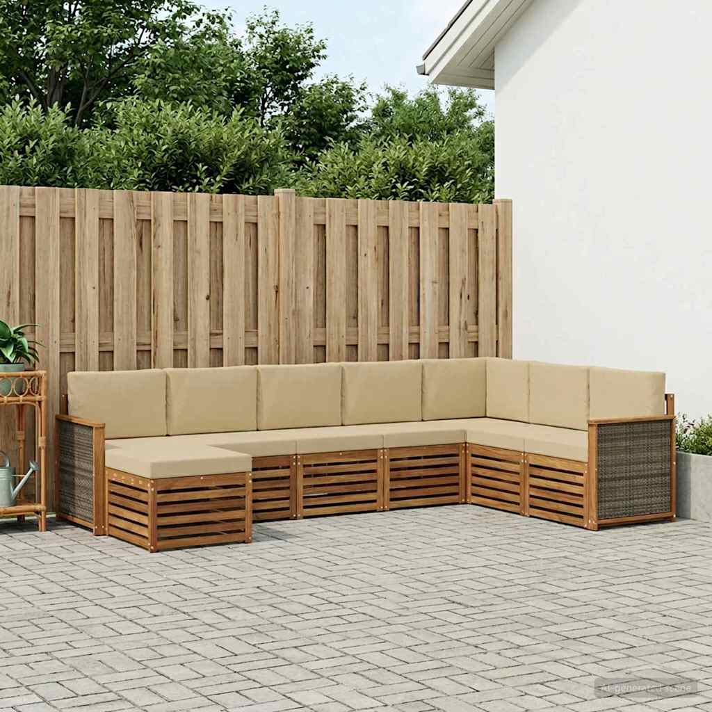 vidaXL Conjunto de sofás de exterior 6 uds. Natural