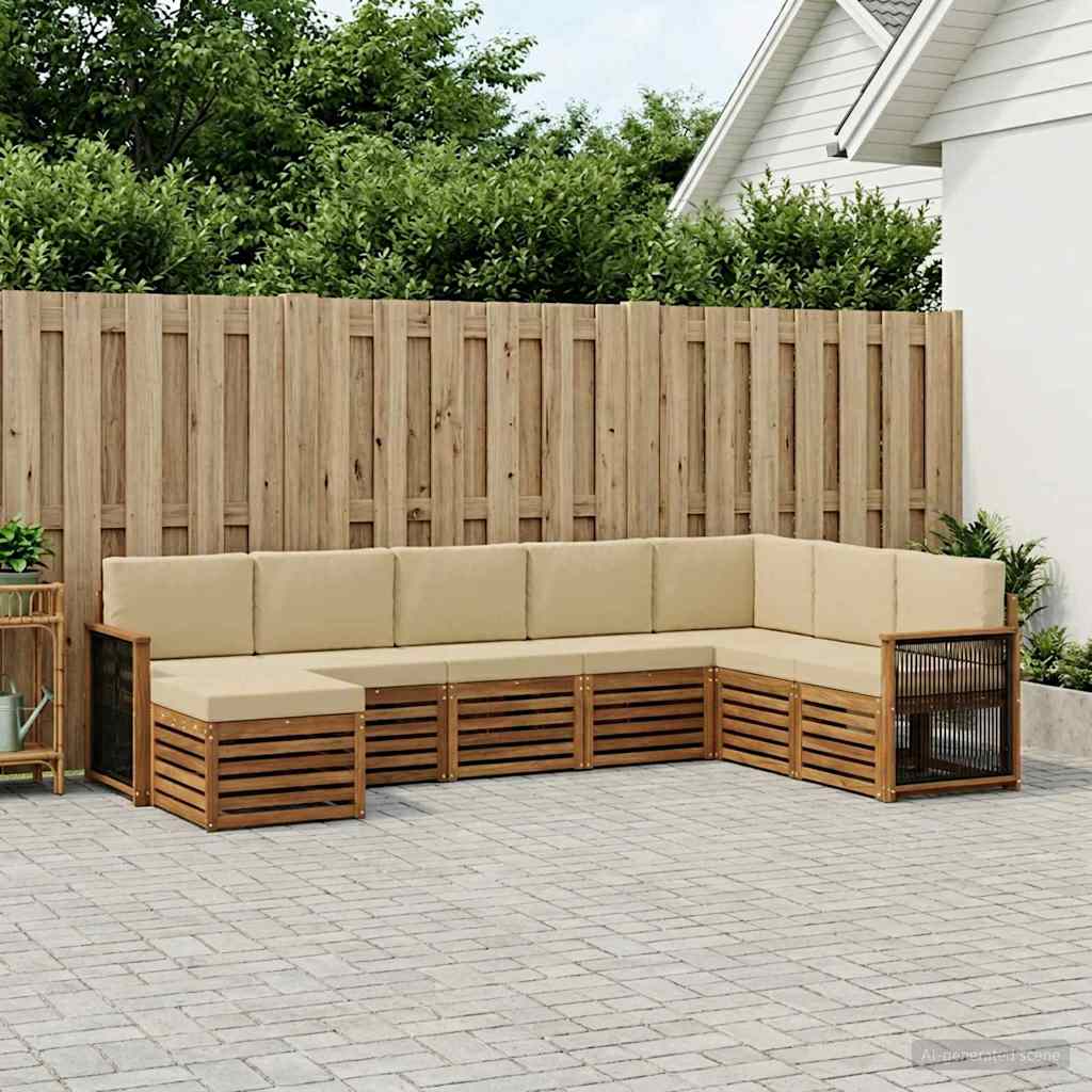 vidaXL Conjunto de sofás de exterior 6 uds. Natural