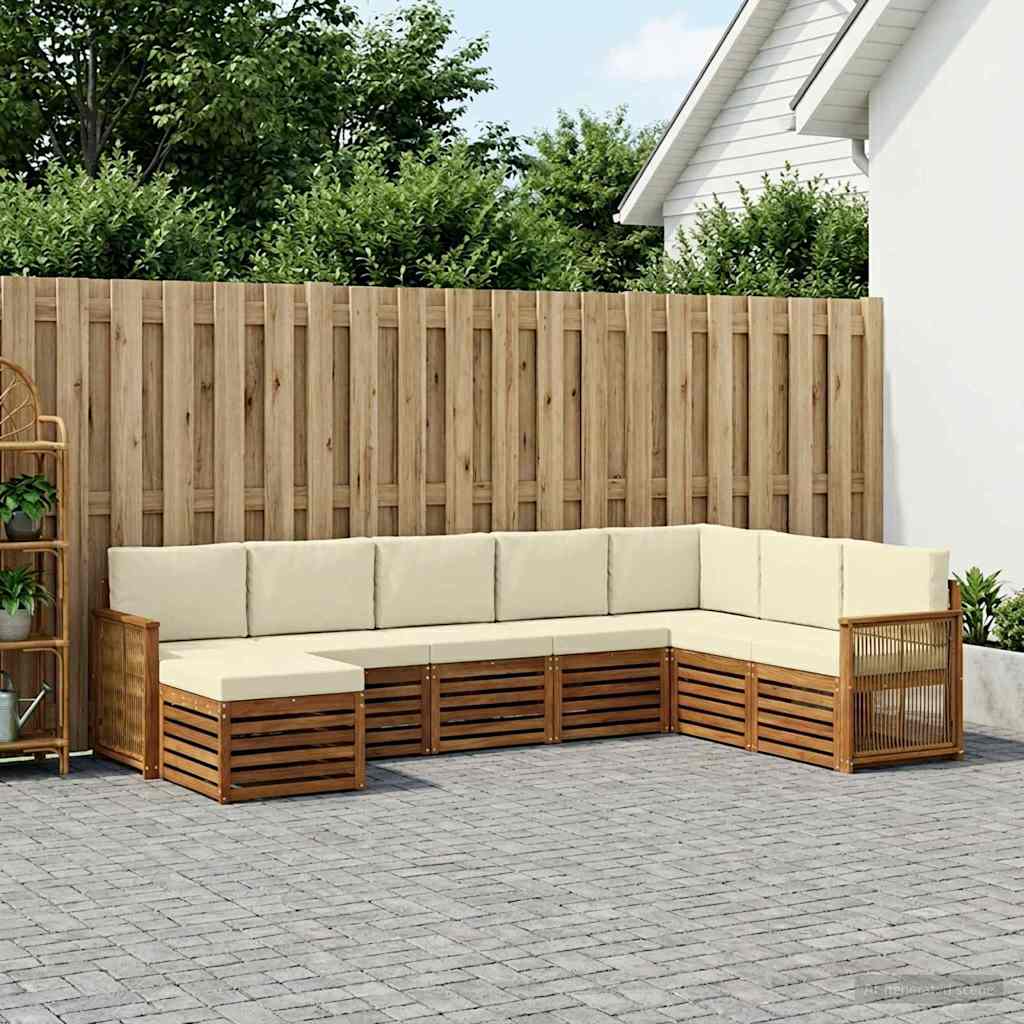 vidaXL Conjunto de sofás de exterior 6 uds. Natural y Crema