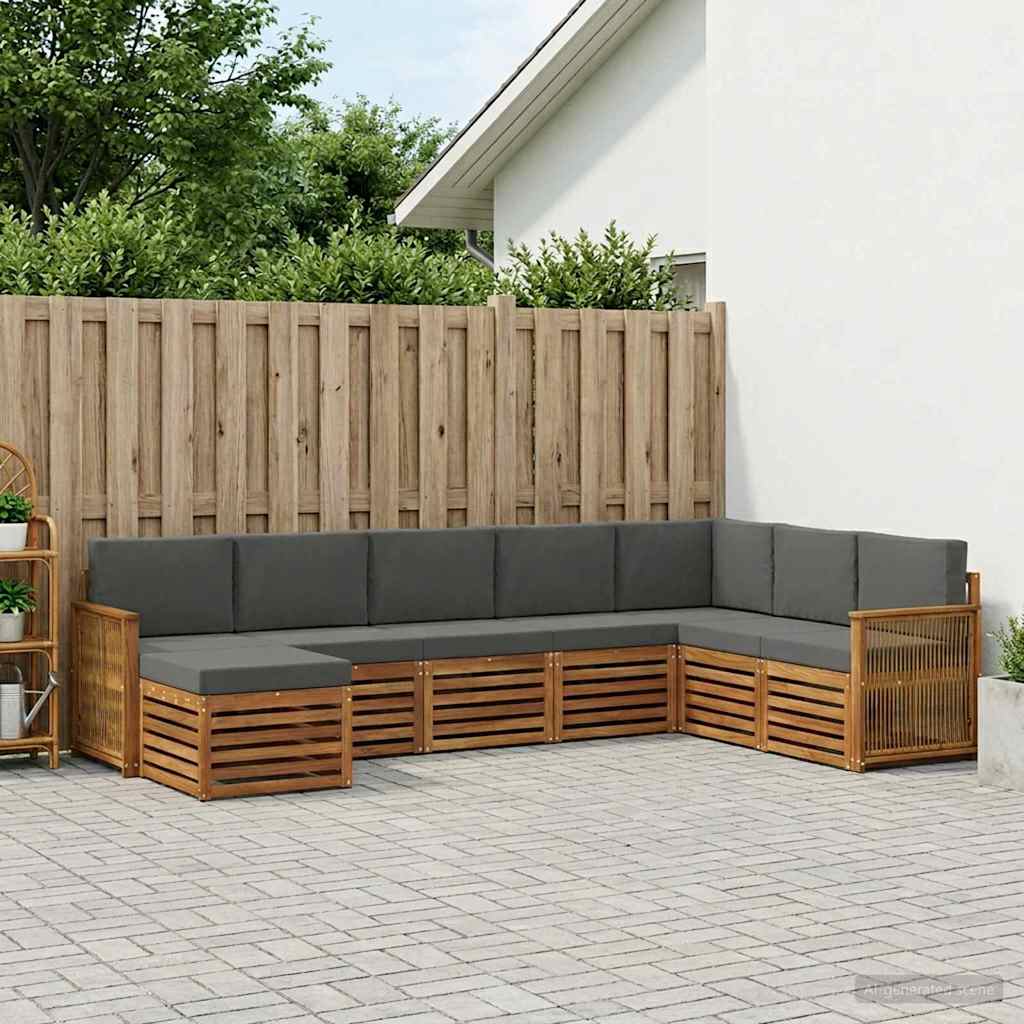 vidaXL Conjunto de sofás de exterior 6 uds. Natural y Antracita