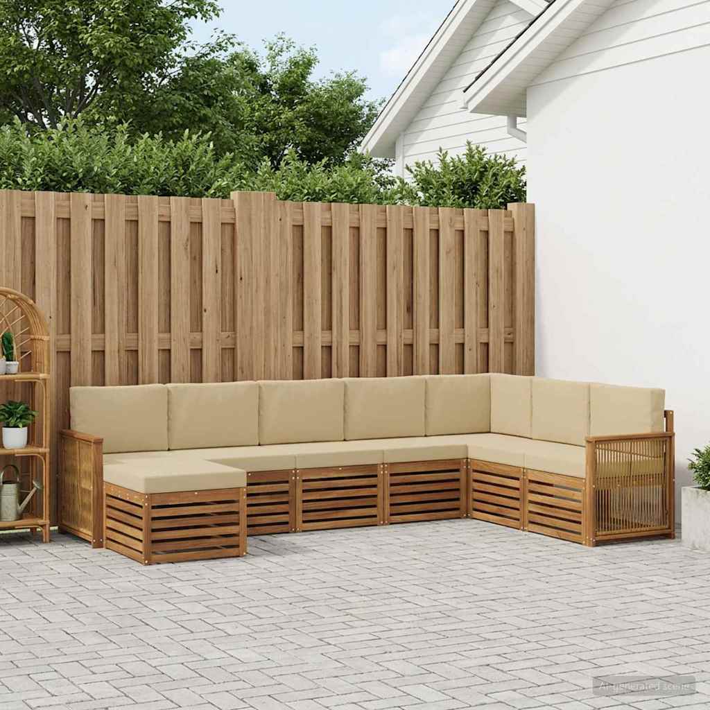 vidaXL Conjunto de sofás de exterior 6 uds. Natural