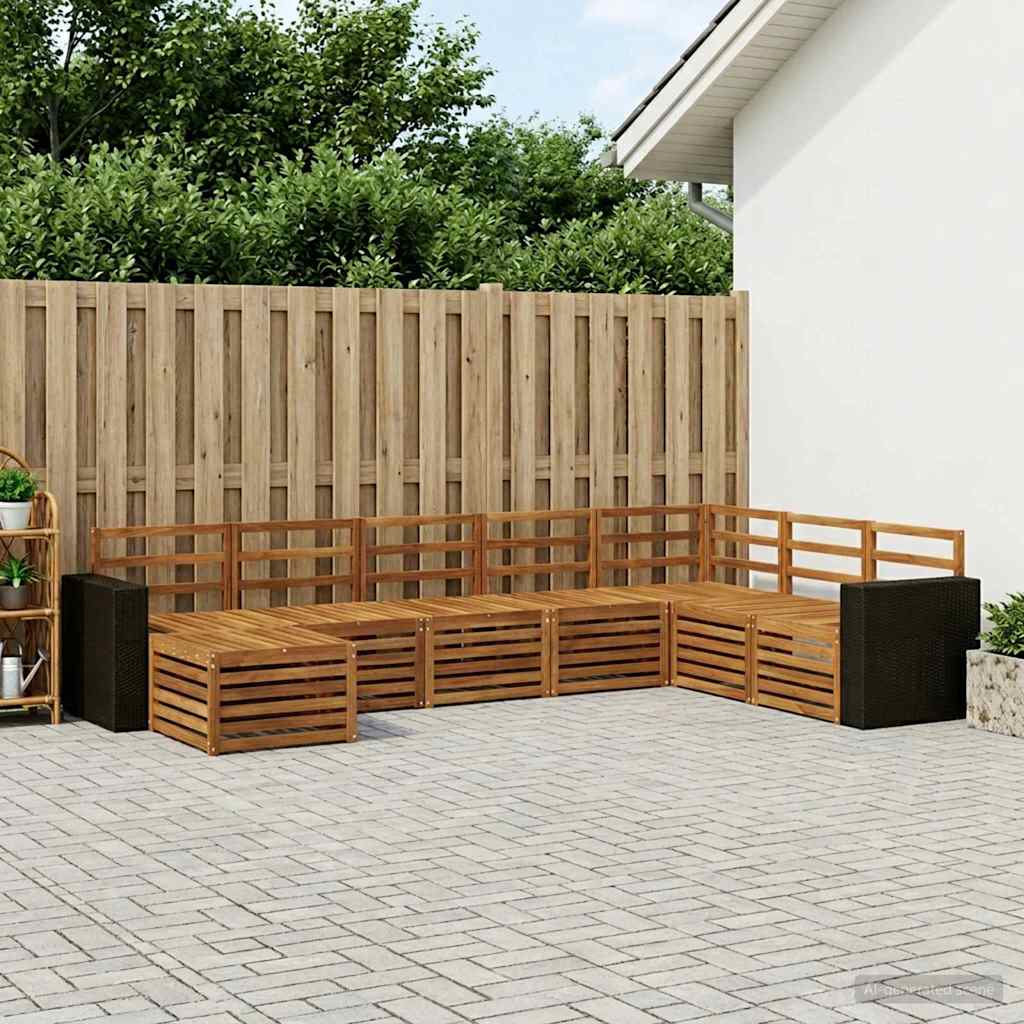 vidaXL Conjunto de sofás de exterior 8 uds. Natural
