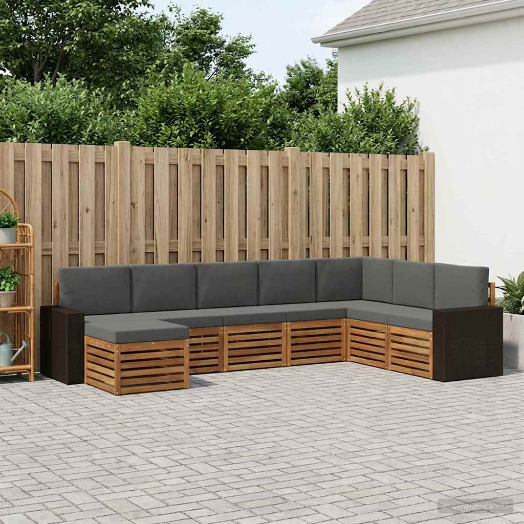 vidaXL Conjunto de sofás de exterior 8 uds. Natural y Antracita