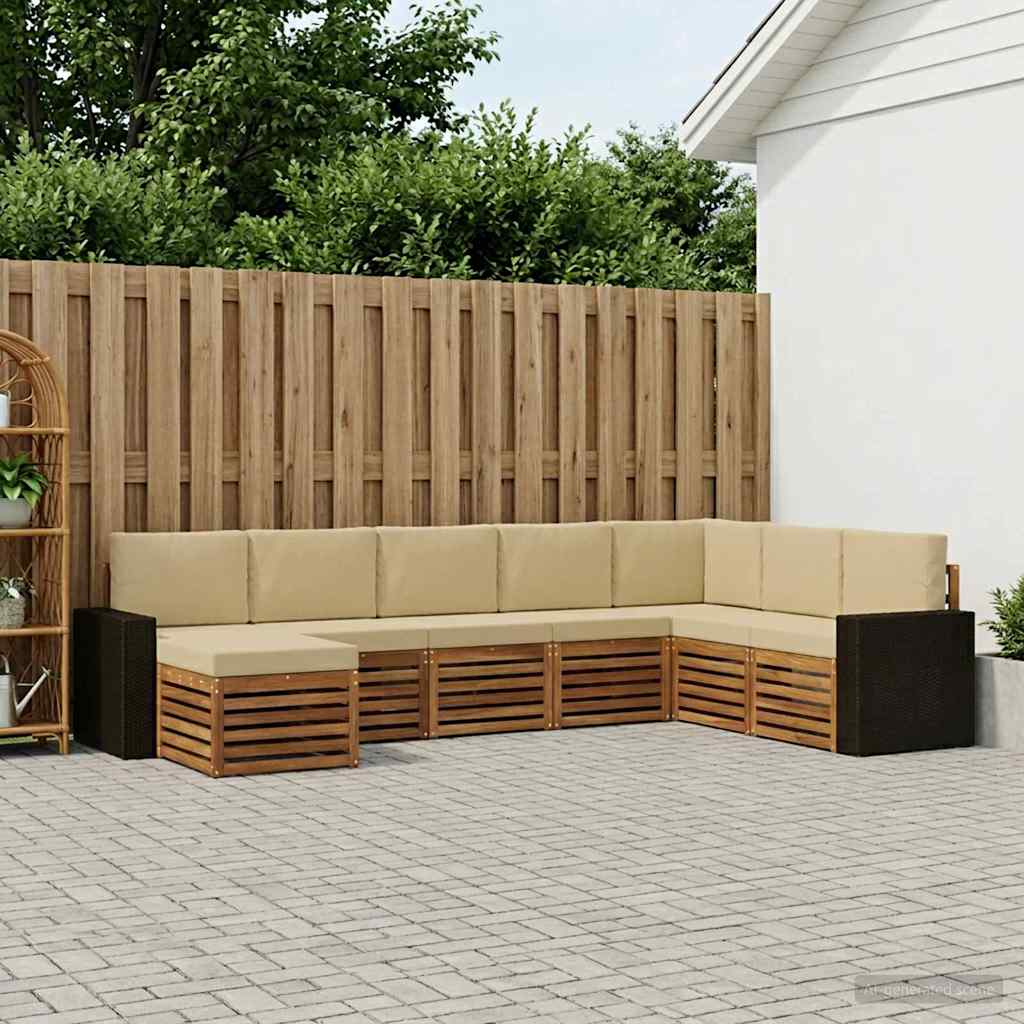 vidaXL Conjunto de sofás de exterior 8 uds. Natural y Beige