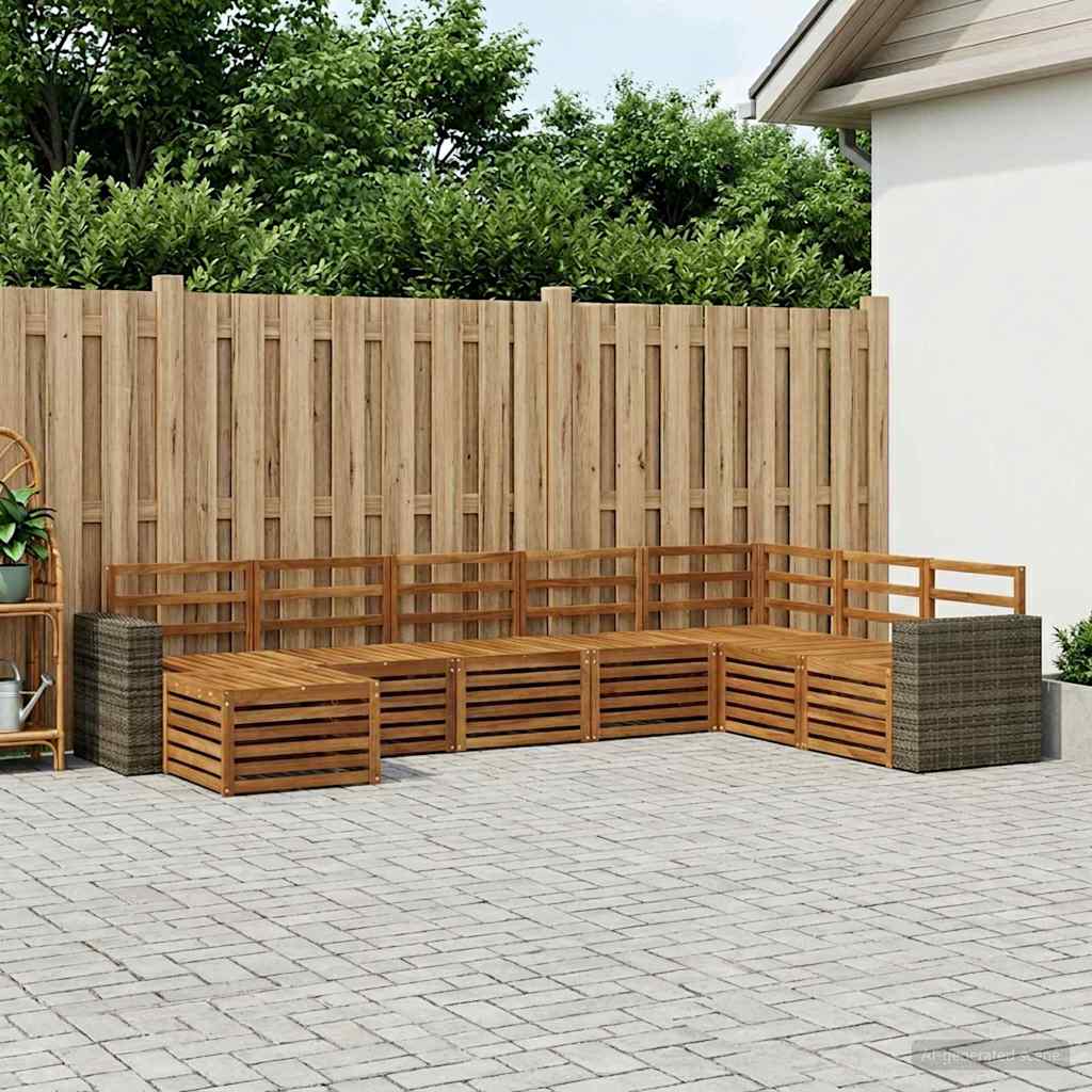 vidaXL Conjunto de sofás de exterior 8 uds. Natural