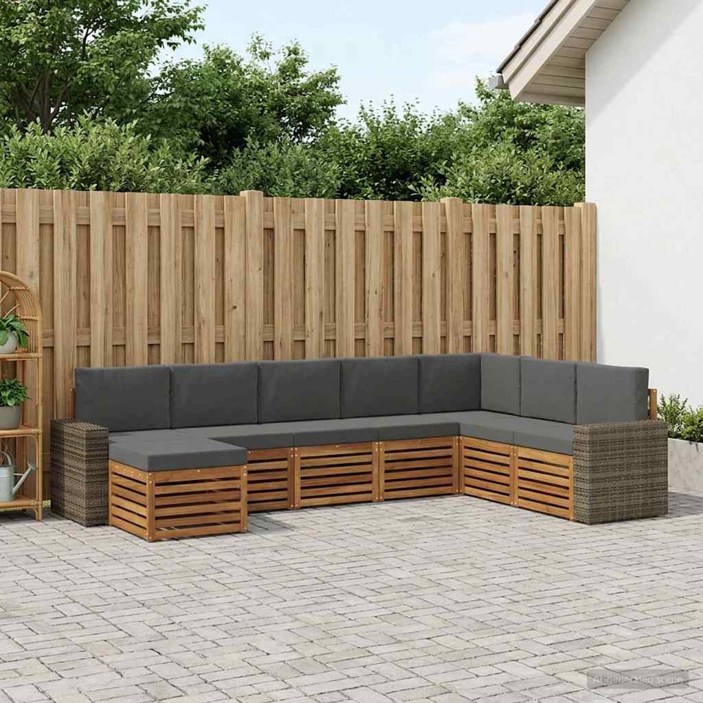 vidaXL Conjunto de sofás de exterior 8 uds. Natural y Antracita