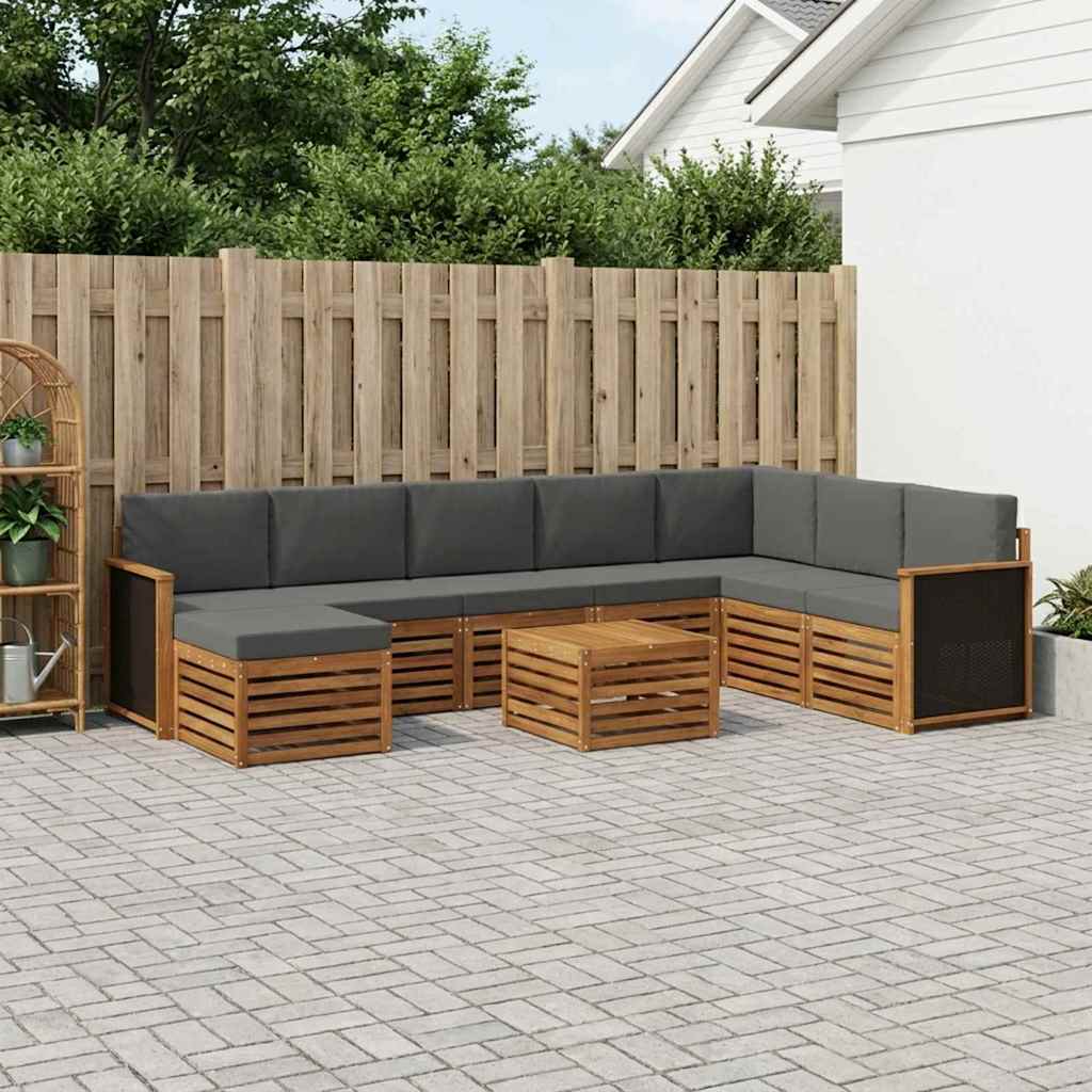 vidaXL Conjunto de sofás de exterior 7 uds. Natural y Antracita