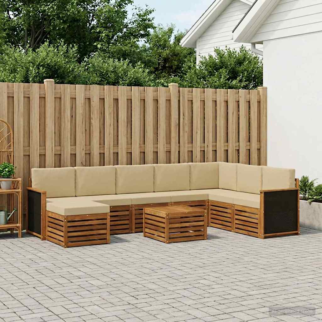 vidaXL Conjunto de sofás de exterior 7 uds. Natural