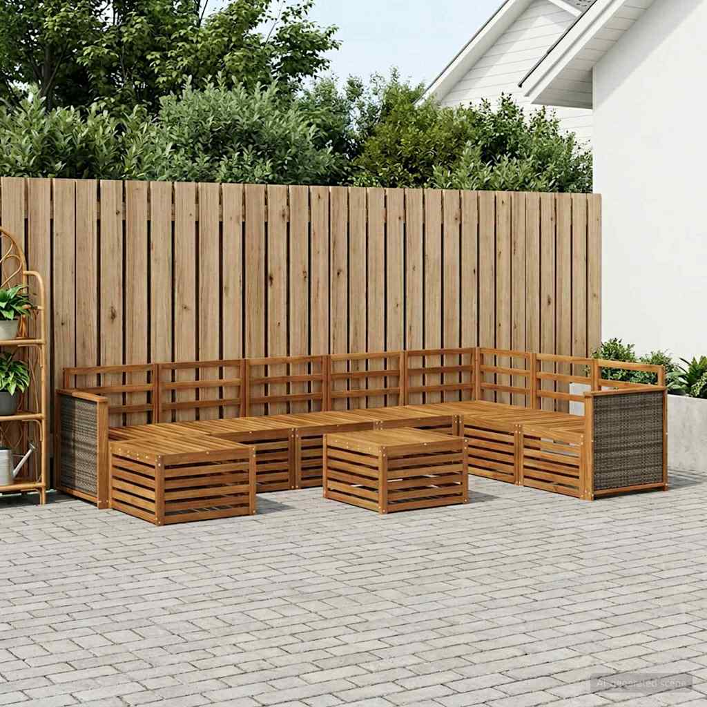 vidaXL Conjunto de sofás de exterior 7 uds. Natural