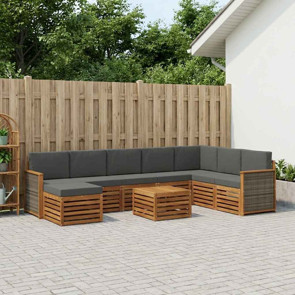 vidaXL Conjunto de sofás de exterior 7 uds. Natural y Antracita