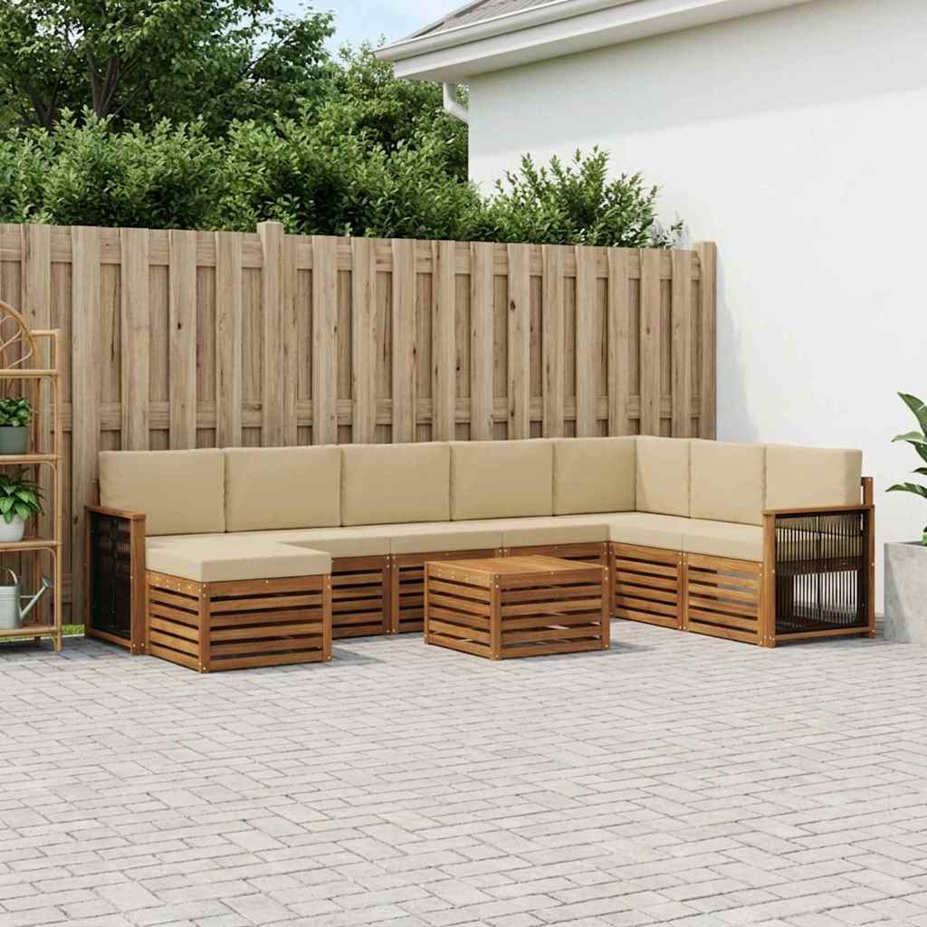 vidaXL Conjunto de sofás de exterior 7 uds. Natural