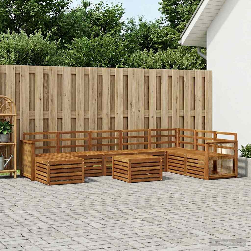 vidaXL Conjunto de sofás de exterior 7 uds. Natural