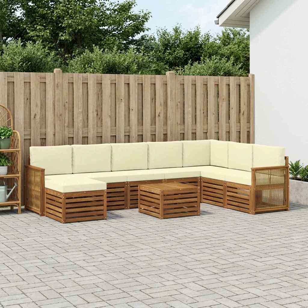 vidaXL Conjunto de sofás de exterior 7 uds. Natural y Crema