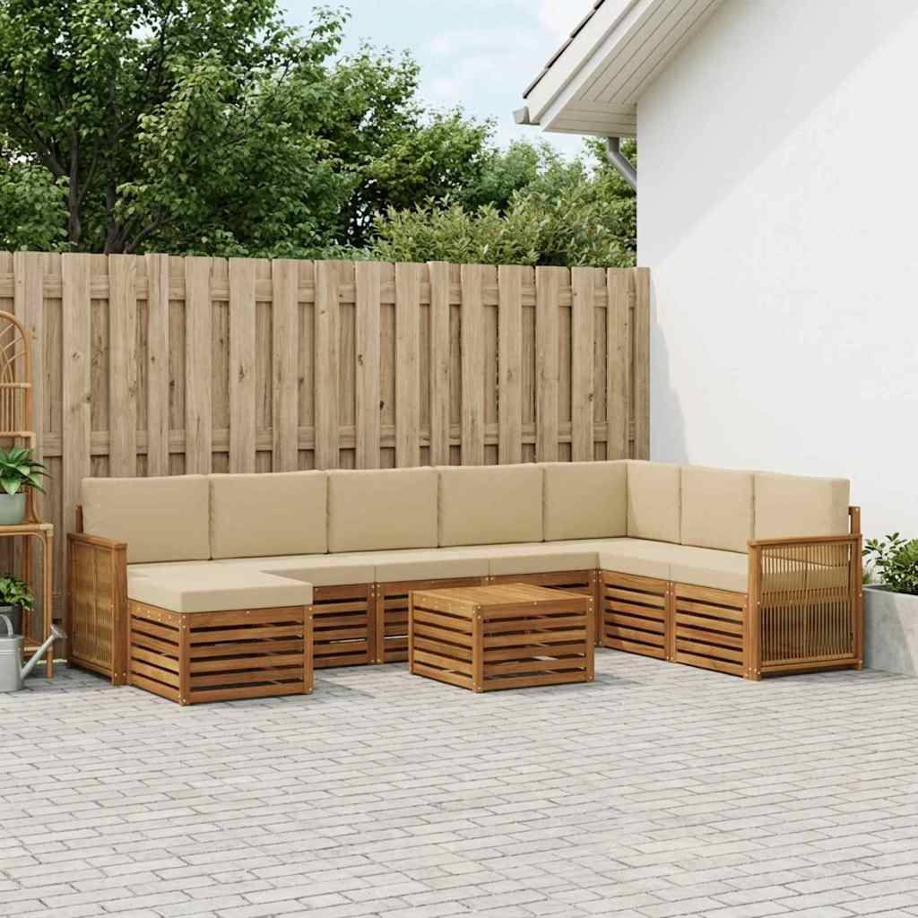 vidaXL Conjunto de sofás de exterior 7 uds. Natural
