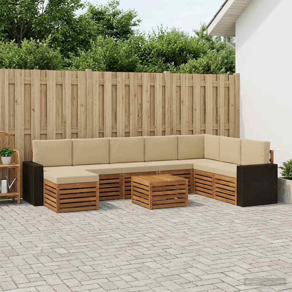 vidaXL Conjunto de sofás de exterior 9 uds. Natural y Beige