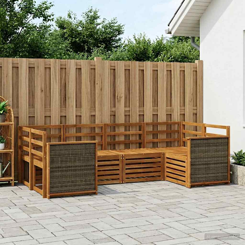 vidaXL Conjunto de sofás de exterior 5 uds. Natural