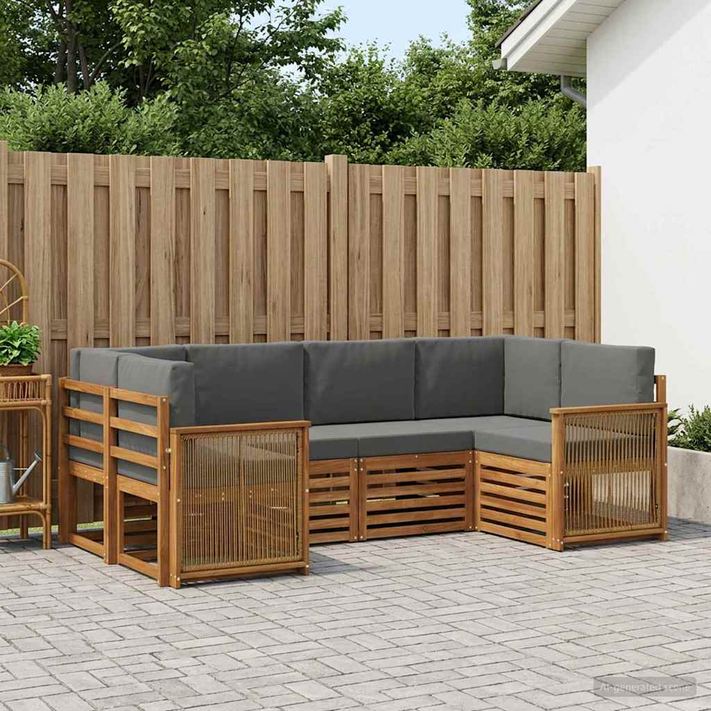 vidaXL Conjunto de sofás de exterior 5 uds. Natural y Antracita