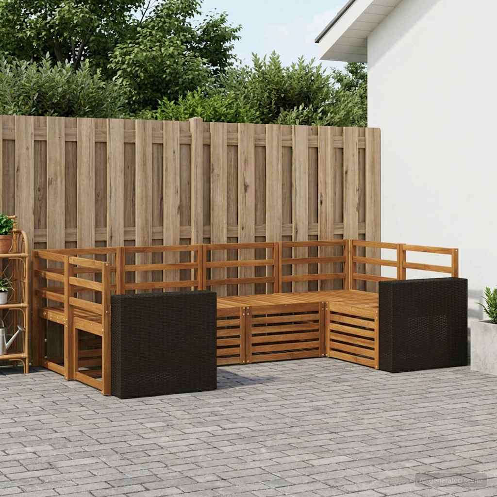 vidaXL Conjunto de sofás de exterior 6 uds. Natural