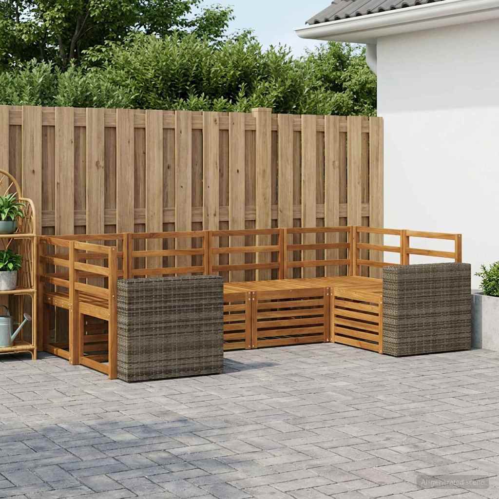 vidaXL Conjunto de sofás de exterior 6 uds. Natural