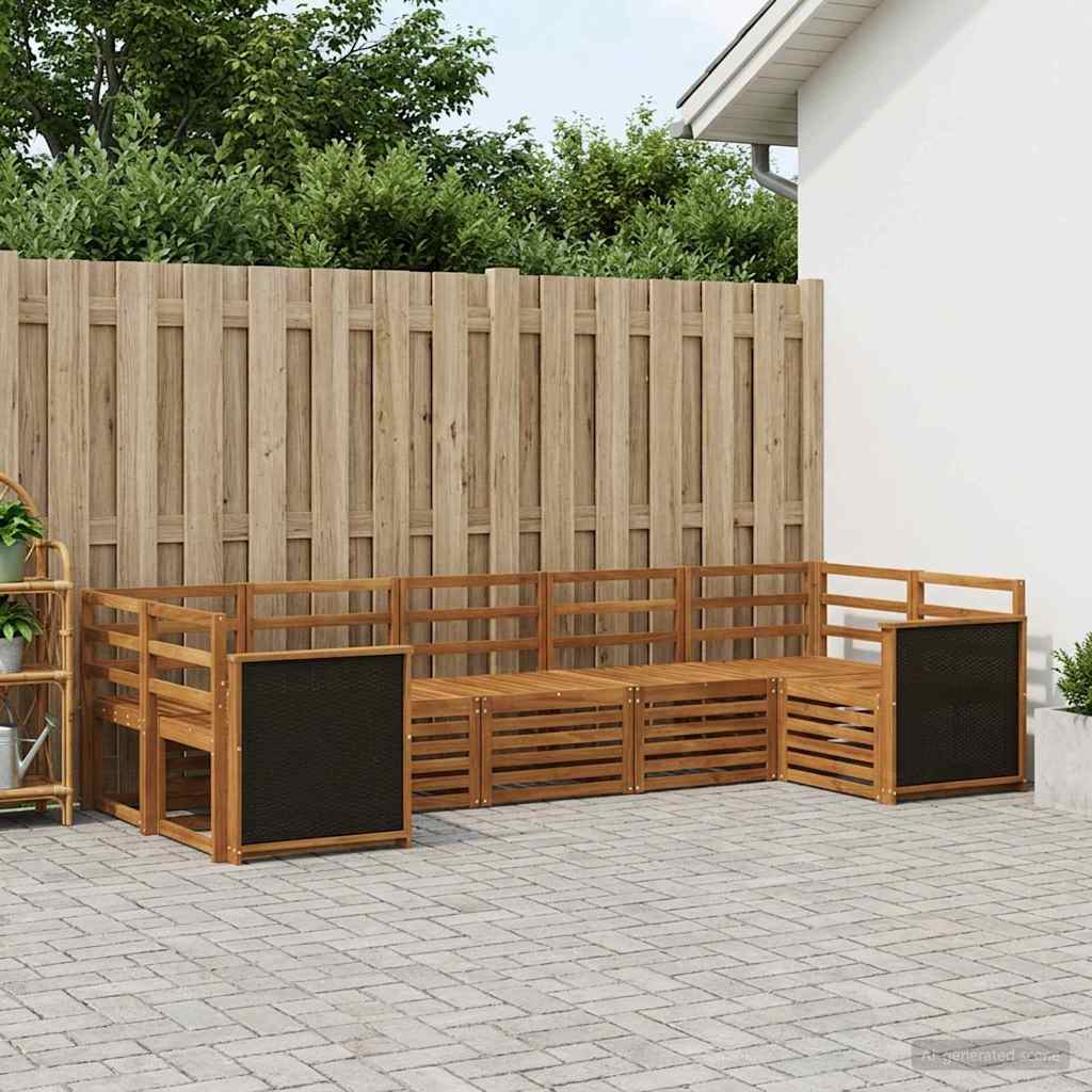 vidaXL Conjunto de sofás de exterior 6 uds. Natural