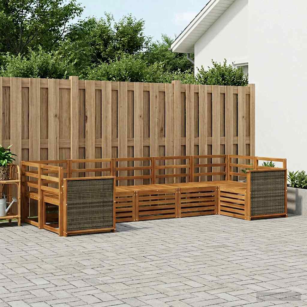 vidaXL Conjunto de sofás de exterior 6 uds. Natural