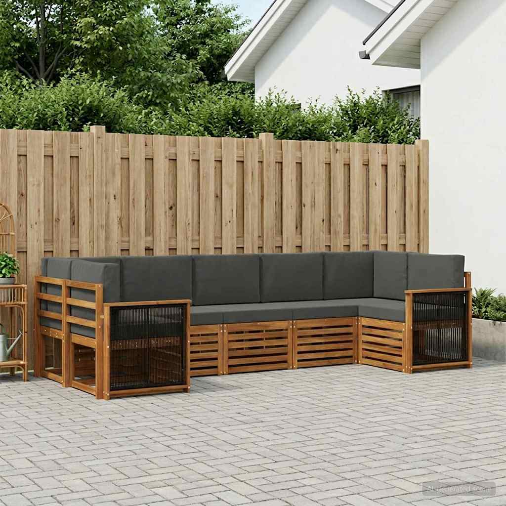 vidaXL Conjunto de sofás de exterior 6 uds. Natural y Antracita
