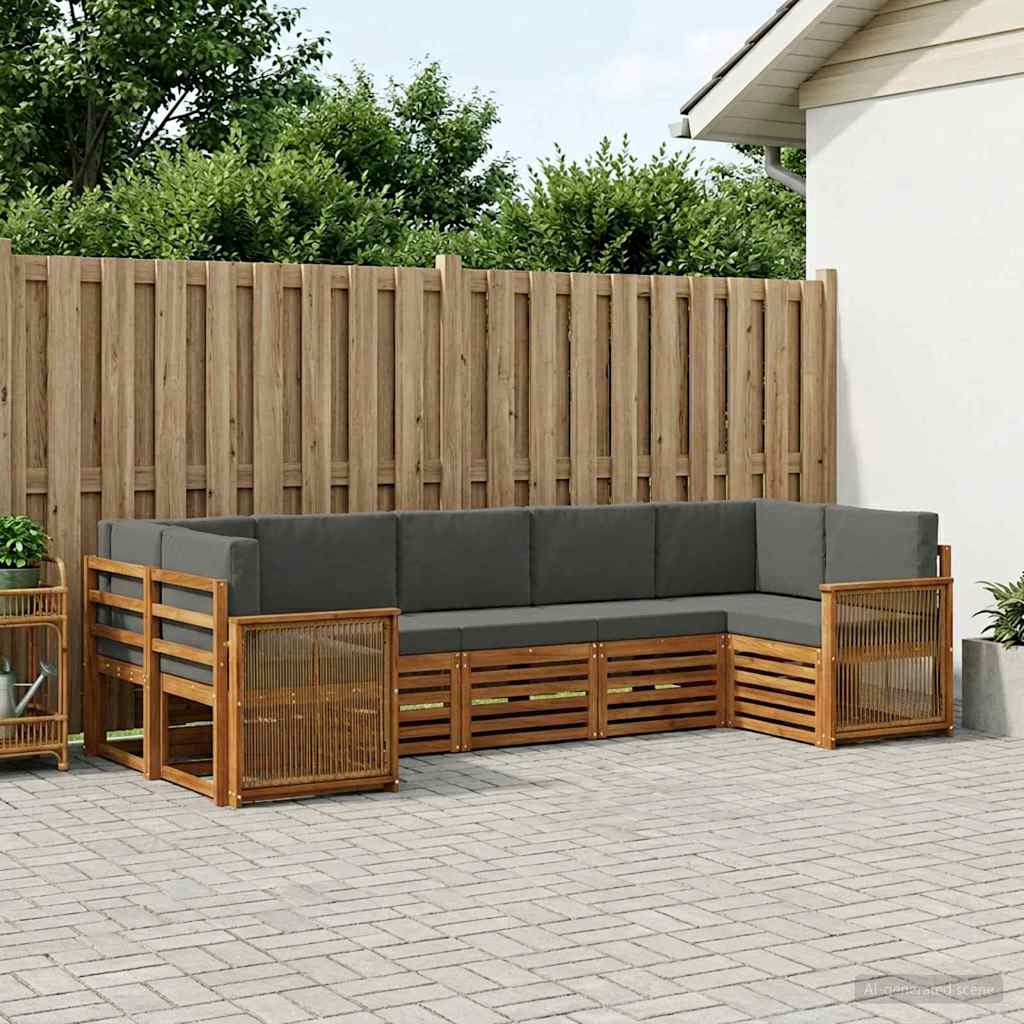 vidaXL Conjunto de sofás de exterior 6 uds. Natural y Antracita
