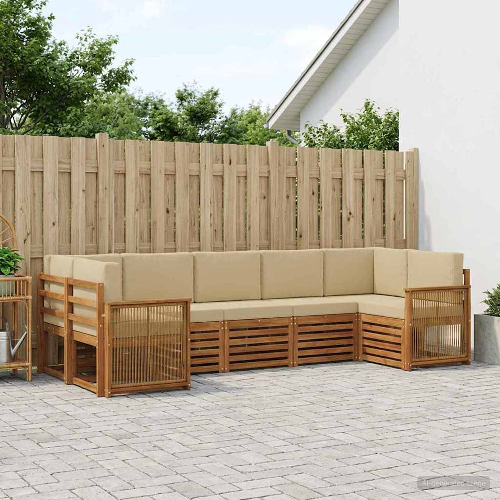 vidaXL Conjunto de sofás de exterior 6 uds. Natural