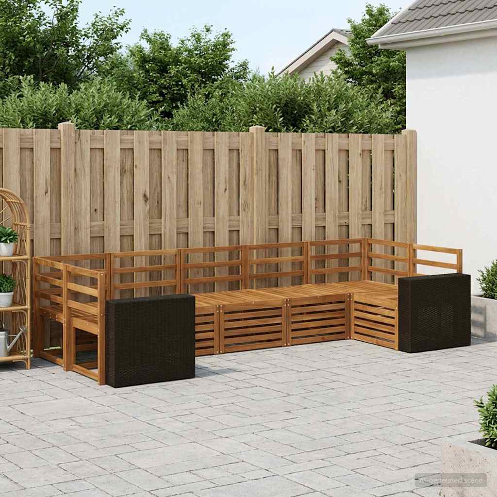 vidaXL Conjunto de sofás de exterior 7 uds. Natural