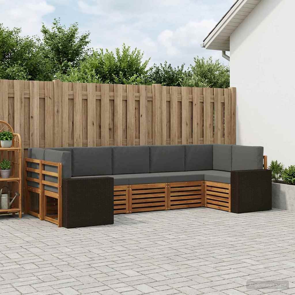 vidaXL Conjunto de sofás de exterior 7 uds. Natural y Antracita