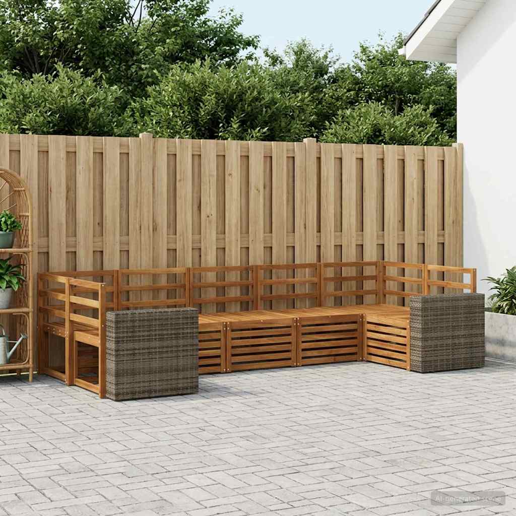 vidaXL Conjunto de sofás de exterior 7 uds. Natural