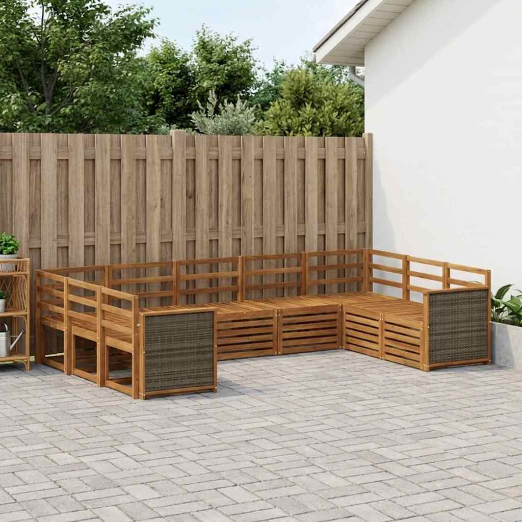 vidaXL Conjunto de sofás de exterior 7 uds. Natural
