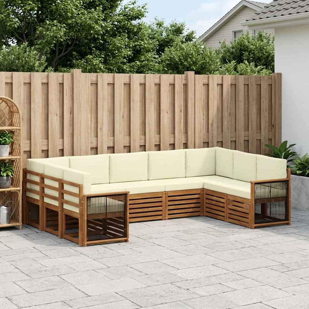 vidaXL Conjunto de sofás de exterior 7 uds. Natural y Crema