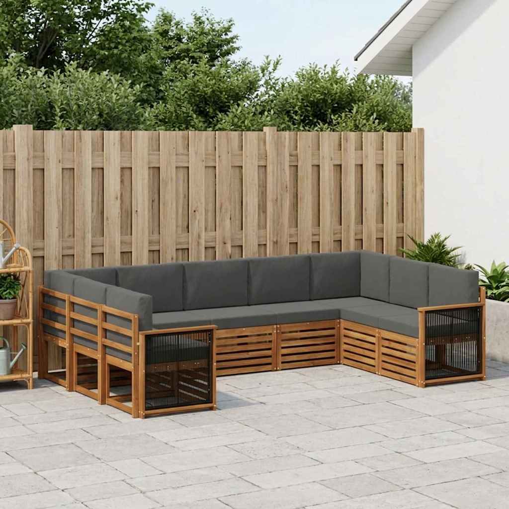 vidaXL Conjunto de sofás de exterior 7 uds. Natural y Antracita