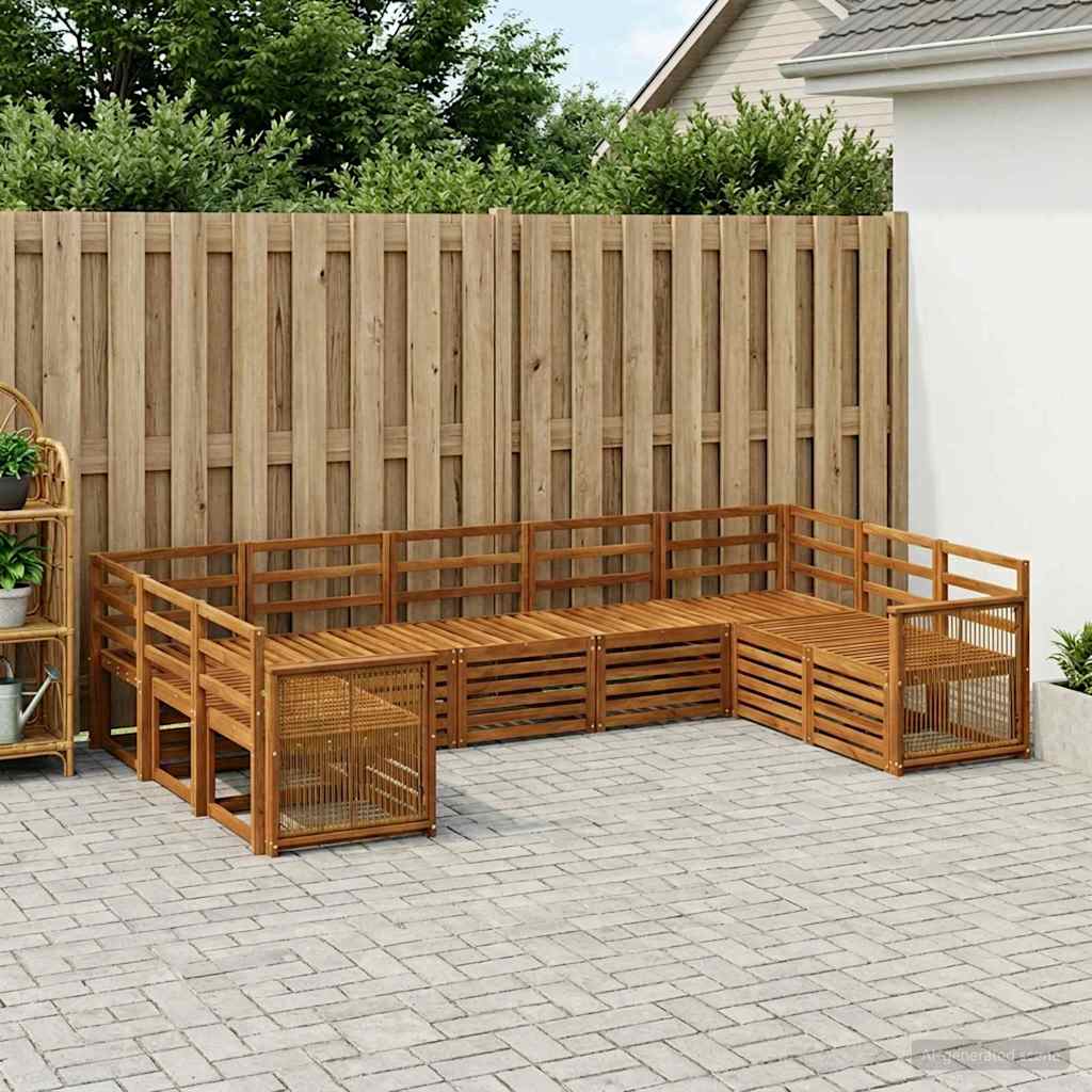 vidaXL Conjunto de sofás de exterior 7 uds. Natural