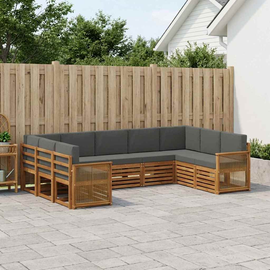 vidaXL Conjunto de sofás de exterior 7 uds. Natural y Antracita