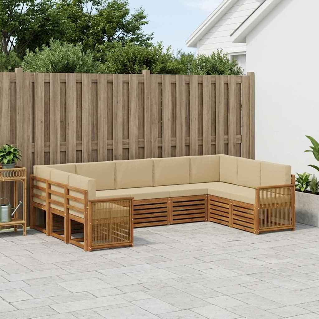 vidaXL Conjunto de sofás de exterior 7 uds. Natural