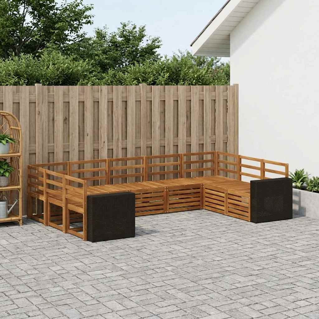 vidaXL Conjunto de sofás de exterior 9 uds. Natural