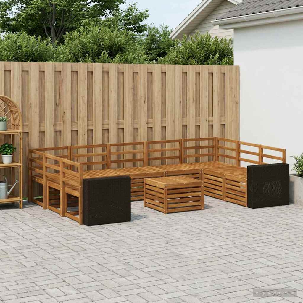 vidaXL Conjunto de sofás de exterior 10 uds. Natural