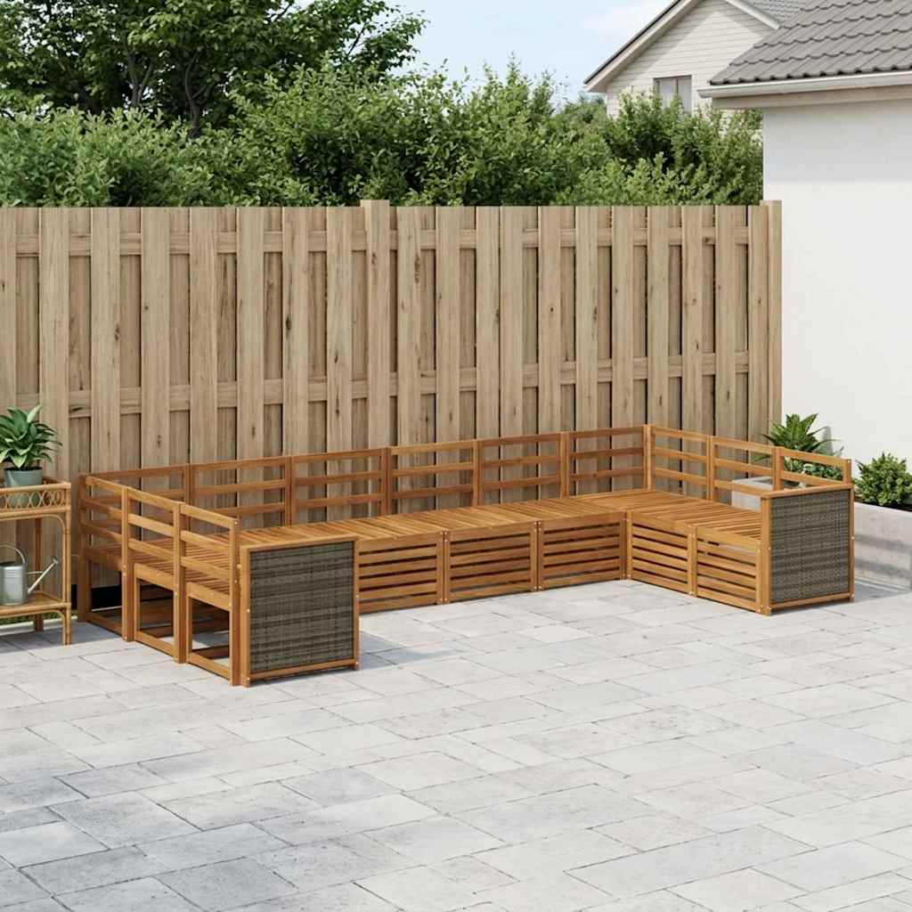vidaXL Conjunto de sofás de exterior 7 uds. Natural