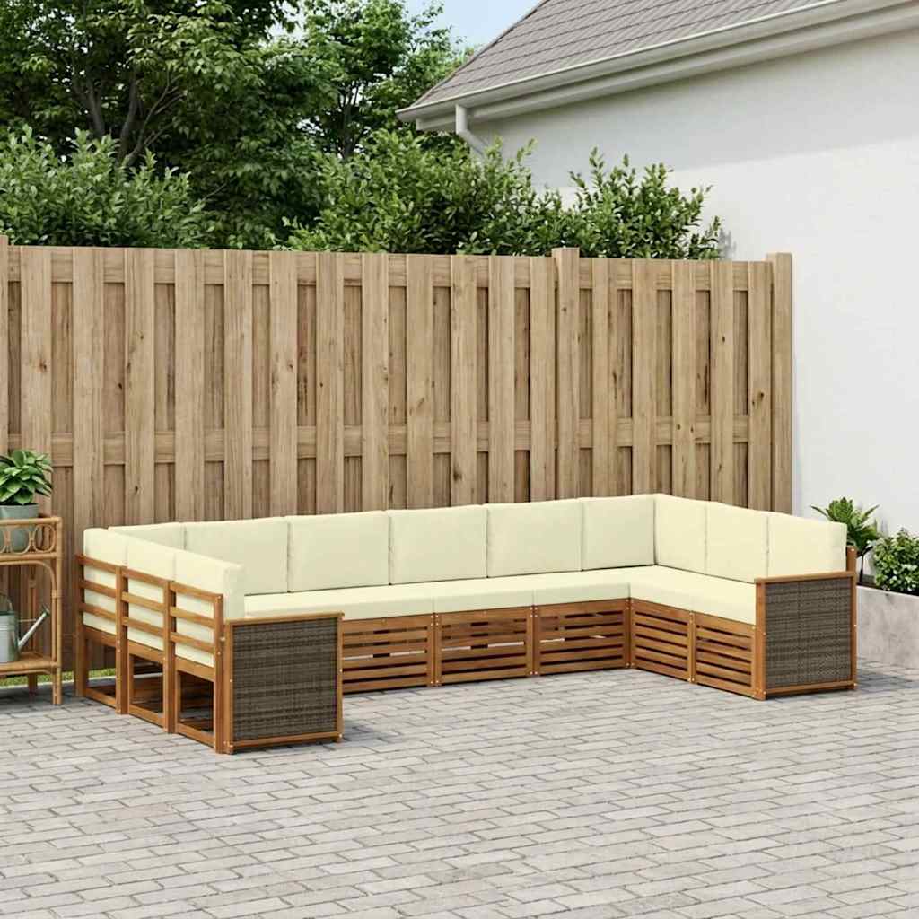 vidaXL Conjunto de sofás de exterior 7 uds. Natural y Crema